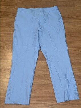 Tribal Light Blue Cropped Button-Hem Pants